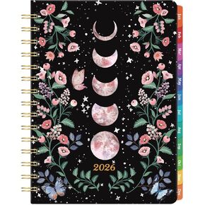 2026 Planner - 2026 Planner Weekly and Monthly with Tabs, Jan. 2026 - Dec. 2026, 6" x 8.4", Planners 2026 with Back Pocket + Thick Paper + Twin-Wire Binding - Moon