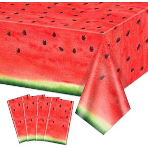 Watermelon Table Cloth, One in a Melon Party Decorations, 4Pcs Watermelon Table Covers for Summer Beach Pool Picnic Party, 51 x 86 inches