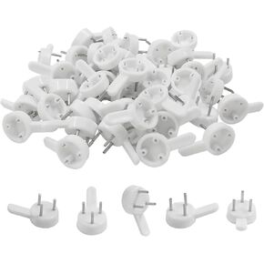Hordion 50 PCS Plastic Hangers Photo Frame Hanging Hooks, Traceless Wall Hooks Concrete Wall Picture Hangers, Hardwall Traceless Nail for Hanging Picture, Photo, Frame(25*15mm)