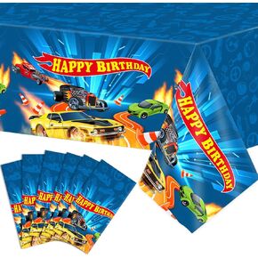 6Pieces Hot Car Themed Plastic Tablecloth Hot Race Car Birthday Party Plastic Table Covers for Kids Boys Racing Car Birthday Baby Shower Party Decorations Supplies 54X108inch