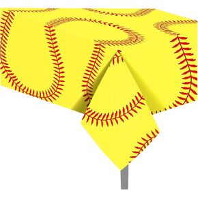 Lide Road 2 Pcs Softball Party Supplies Decors for Softball Tablecloths Softballs Plastic Table Cover for Sports Softballs Birthday Party Decorations, 54x87In