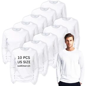 Sublimation Blank T-Shirts Round Collar Long Sleeves