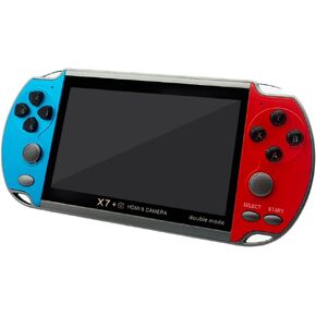DREAMHAX X7 Plus Handheld Game Console , Preload 10000 Games Portable Video Games Support HDMI Output & Double Player Classic Arcade Retro Game Player (4.3" Screen Red Blue)