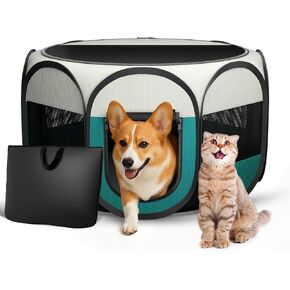 Foldable Puppy Playpen Indoor for Cat - Portable Cats Dogs Kennel Pop Up Dog Playpens for Small Pets Kitten Outdoor with Carrying Case