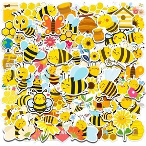 100pcs bee theme ملصقات الفينيل المقاومة للماء - ديكور نحلة نحلة وفضلات الحفلات هدايا للكمبيوتر المحمول ، زجاجة ماء ، لوح التزلج