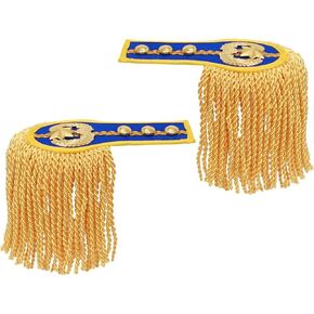 2pcs شارة الكتف الذهبية من نصبة شرابة الكتف زخرفة الكتف مع سلاسل الحديد للسترات المعدنية الشرير هامش