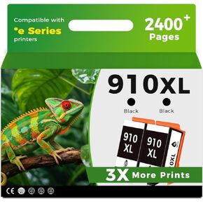 910XL 2 Black Ink Cartridges Compatible for HP 910 XL Work with Officejet Pro 8020e 8025e 8028e 8035e 8020 8025 8028 8035 OfficeJet 8015e 8022e 8010e 8012e 8010 8022 8015 8018 Printer, 2 Pack