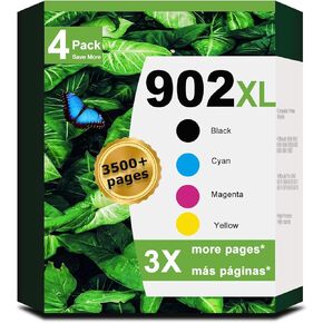 902XL Ink Cartridge Combo Pack for HP 6978 6968 Printer for HP 902 XL Black Color Compatible for HP902 HP902XL OfficeJet 6958 6970 6960 6975 6962 6950 6954 6951 6956 6961 6963 6964 Cyan Magenta Yellow