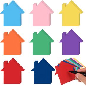 MixTeach 200 Pcs House Cutouts Paper Home Shape Cut-Outs Assorted Color House Die Cut Classroom Decorations for DIY Craft Art Project Scrapbooking Home School Bulletin Board Decor Housewarming Party
