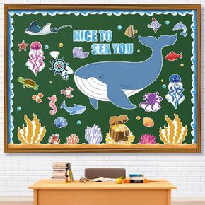 Vints Ocean Bulletin Board Decoration Nice to Sea You Under the Sea Retouts for Summer Serfer Charship Bulletin Decor