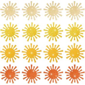 MixTeach 180 Pcs Glitter Sun Cutouts Paper Sunshine Shape Cut-Out 4 Inch Shiny Sun Die Cuts Summer Classroom Decoration for Bulletin Board School Home Craft Projects Birthday Party Wall Decor