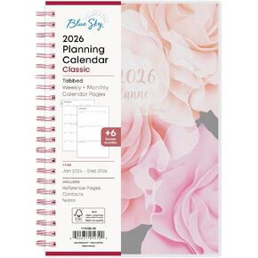 Blue Sky 2026 Weekly and Monthly Planner Calendar, January 2026 - December 2026, 5" x 8", Flexible Frosted Cover, Laminated Tabs, Durable Twin Wire Binding, Joselyn