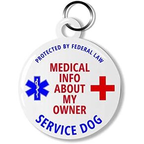 Dynotag® Web Enabled Service Dog Smart Medical ID/Emergency Information - White Round Steel Tag - 30 mm. with DynoIQ™ & Lifetime Service.