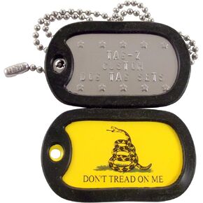 Military Dog Tags - Custom Embossed Dog Tag Set - Gadsden Flag - Don't Tread On Me - Tag-Z