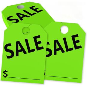 120 Pack Green Double-Sided Hanging Car Mirror Tags 8.3 x 11.2 Inches - Price Tags with Hook Design for Auto Dealership Supplies, for Sale Sign Car & Vehicle Window for Sale Banners