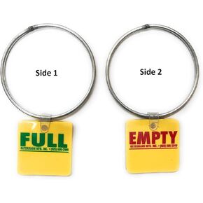 Cylinder Tank Status Tags - EMPTY or FULL with 3" Steel Ring