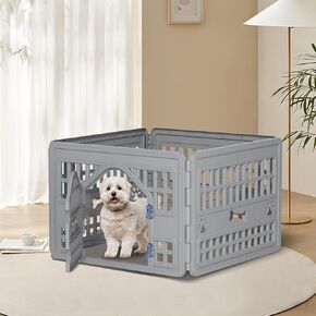 Dog Playpen with Door 24inch 4- Panel Waterproof,Heavy Resin Puppy Fence Indoor Exercise Pen for Small Dog,Easy Clean,Fold,Assemble