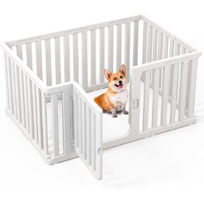 Plastic Dog Playpen for Indoor Outdoor, 9-Panel Portable Pet Play Pen, Puppy Playpen with Secure Locking Door Keep Pets Secure, Easy Assemble and Fold