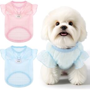 2 Pack Dog Shirts,Breathable Mesh Dog Clothes for Small Dogs and Cat Lightweight Soft Pet Sleeveless Vest for Spring Summer Autumn