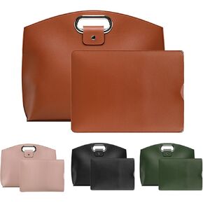 2PCS 14" Laptop Bag for Men and Women, Waterproof Leather 14/13.3In for Laptops and iPad Cases, Work Tote Bag Briefcase