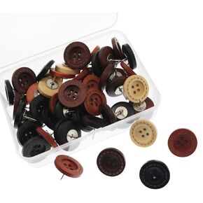 1 Box 50PCS Vintage Wooden Button Pins Cork Felt Photo Wall Fixing Push Pins for Fixing Maps Notes Calendars Message Boards Cork Boards Foam Boards Calendars Picture Pegs