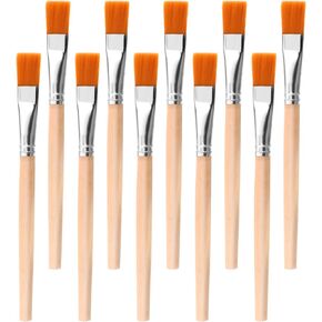 10Pcs 3/4 Inch Flat Paint Brushes, Wood Paint Brush Acrylic Painting Craft Accessories Watercolor Brushes Bulk Painting Brush Detail Acrylic Oil Brushes for Body Face Nail Art Crafts DIY