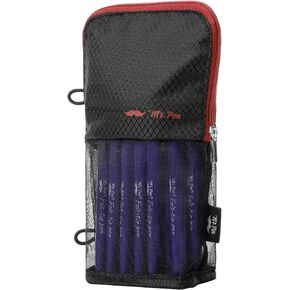 Mr. Pen- Standing Pencil Case Pouch, Sit & Lay Mesh-View Design, Black with Red Zipper, Interior Pocket & 2 Elastic Binder Loops, Cute Pencil Case for Girls and Boys