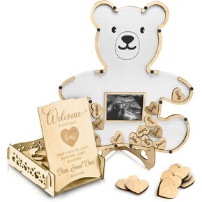 Teddy Bear Baby Shower Decorations Guest Book - We Can Bearly Wait For Girl- Centerpiece - Woodland - Ultrasound Picture Frame Keepsake (Pink)