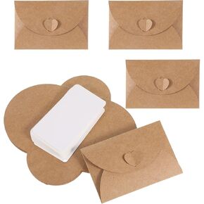 20PCS Mini Envelopes with Blank Cards, Cute Kraft Paper Envelopes Gift Card Holders with 20Pcs Cards for Wedding Favors Birthday Party Greeting Card Graduation(4.1x2.8inch)