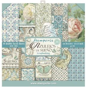 Stamperia International KFT Paper Pad 10 Sheets Double-Sided Azulejos, 30.5 x 30.5 (12" x 12"), Multicoloured