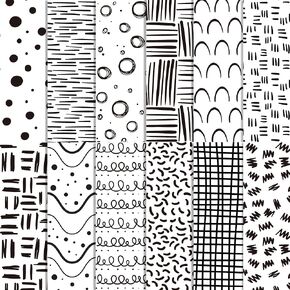 24 ورقة سوداء أبيض نماذج رسومات الشعار المبتكرة 12 '' X 12 '' Doidle Doodbook Paperty Paper Black White White-Dracked Hand-Sybout-Side-Side Pack for Scrapbooking خلفية صنع بطاقة اوريغامي ديي