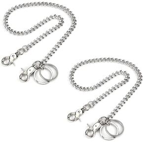 2pcs Punk Wallet Pant Chains for Men Women, Chunky Biker Trousers Chains with Lobster Clasps Hip Hop Jean Pocket Chain Rock Jewelry Gifts Goth Accessories for Keys Waist Belts Purses