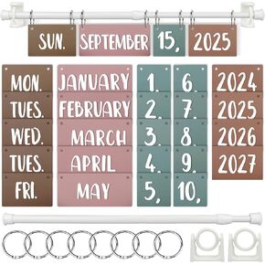 Boho Flip Calendar for Classroom, 2024-2027 Calendar Bulletin Board Set, Boho Classroom Decoration Adjustable Calendar Holder for Back to School Supplies Classroom Decor