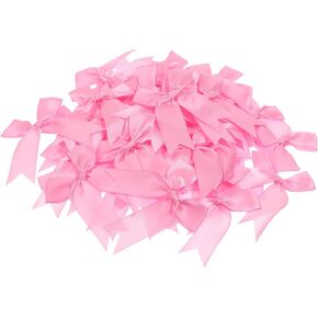 50PCS Pink Satin Ribbon Bows,Pink Bow 3.3 Inch Large Craft Bow for Gift Wrapping Cute Soft Gift Wrap Bows for Party Decorations,Wedding Decor, DIY Crafts,Baby Shower,Christmas, Bags