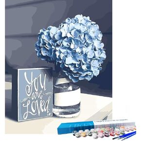 LikeyFactory Bigleaf Hydrangea Paint by Numbers Kit for Adults – 16"x20" Rolled Canvas with Brushes & Acrylic Paints DIY Floral Art Set