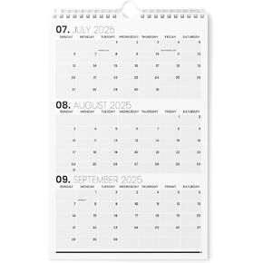 Karto 3 Month Wall Calendar 2025-2026 - Vertical 11x17 inch July 2025 to December 2026 - Boost Your Productivity and Easy Planning with the Aesthetic Monthly Calendar - Minimalist