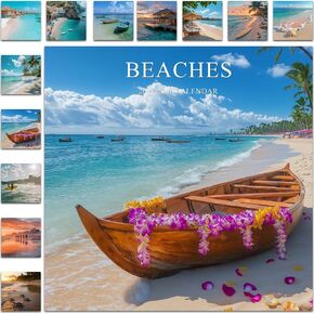 Gannyfer Calendar 2025-2026, July 2025 to December 2026, 18 Months Beaches Calendar 2025, Large Wall Calendars 12" x 24" Opened, Perfect as Gifts for Friends, Family(3 Stickers Included)