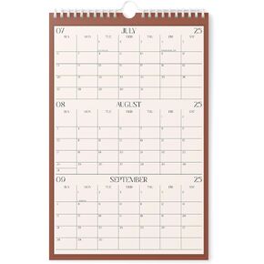 Karto 3 Month Wall Calendar 2025-2026 - Vertical 11x17 inch July 2025 to December 2026 - Boost Your Productivity and Easy Planning with the Aesthetic Monthly Calendar - Boho Color