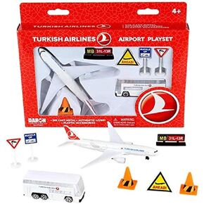 Daron Airport Playset – Turkish Airlines – Die-Cast Metal Airplane Toy with Plastic Accessories and Figures for Kids Ages 3+