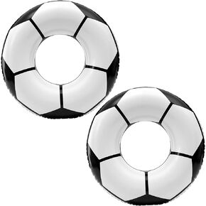 ShinyRelief 2 Pcs Footabll Baseball Soccer Basketball Sport Inflatable Pool Ring Floats Ring Adult Size Inflatable Floats Swimming Pool Tubes Beach Sports Party Lake Use Summer