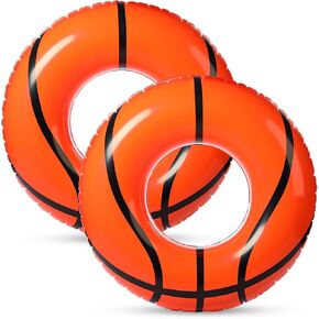 ShinyRelief 2 Pcs Footabll Baseball Soccer Basketball Sport Inflatable Pool Ring Floats Ring Adult Size Inflatable Floats Swimming Pool Tubes Beach Sports Party Lake Use Summer in Saudi Arabia