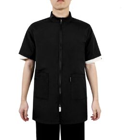 Pet Grooming Work Clothes - Dog Grooming Smock Black Pet Uniform Barber Shirt Smock Jacket for Women Men Barber