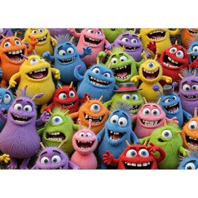 Sutinban Surprise Colorful Monster 1000 Piece Puzzle for Adults, Funny Prank Unique Jigsaw Puzzles for Kids & Adults & Teens, Coolest Adult Puzzle 1000 Pieces, Home Decor Great Gift for Family&Friend