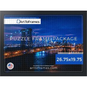ArtToFrames 26.75x19.75 INCH/68x50 CM Black Frame for 1000 piece Puzzles.This 1.25 Inch Custom MDF Puzzle Frame is Black - Comes with Economy Acrylic (PuzzleFRBW72079-26.75x19.75)
