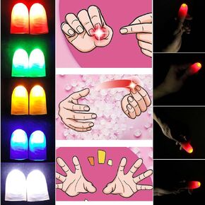 sumrica Magic LED Finger Lights, Tricks for Magicians, Thumbs Light, Finger Prank Toy, Magic Lamp up Finger, Fake Finger, Magic Trick, Party Supplies (Multicolorred, Junior x1Packs & Adult x 1Packs)