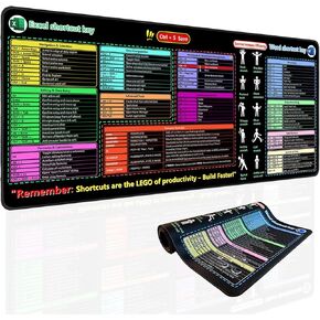 XXL Excel Cheat Sheet Desk Pad (35.5x15.8 in), Waterproof Mouse Pad, Office Keyboard Pad Contains 12 Types of Common Skills in Excel and Word, Large Extended Excel Shortcut Mousepad