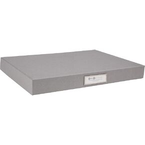 Bigso Sven Fiberboard Classic Hinged Document Box - File Organizer for Important Paperwork - Durable Document Storage Box with Hinged Lid & Metal Label Window - 1.8 in x 13.2 in x 9.3 in - White