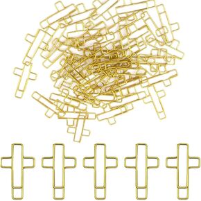 Cross Paper Clips Gold - 50 Pack Plack Propoys Bible Supplies - Clips Clips Christian Bible Paper Clips ، أيضًا رائع مثل مقاطع الورق المجلات وإشارات مرجعية للورق لاستخدام المنزل في Office School Home