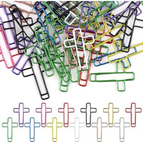 50 PCS Multicolored Cross Paper Clips – 1.34" x 0.8" Cute Christian Journaling & Bible Paper Clips Study Supplies, Ideal for Bookmarks, Notes & Gifts