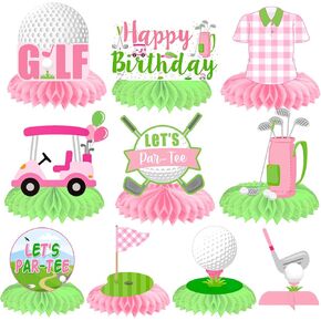 Golf Let's Par-Tee Honeycomb Centerpieces 12Pcs Golf Theme Party Table Decorations Golf Birthday Party Supplies Pink Golf Table Centerpieces for Girls Sports Golf Baby Shower Decor